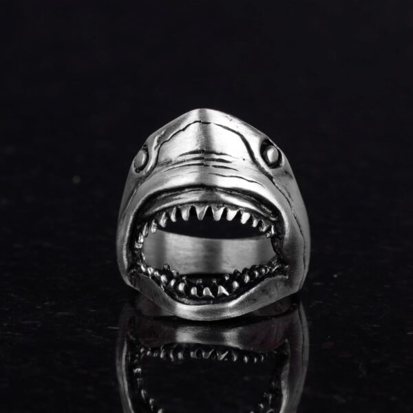 Kambo Shark Ring 925 Sterling Silver Men Ring Animal Design 925 Sterling Silver Ring Handmade Turkey KAMBO - View 2