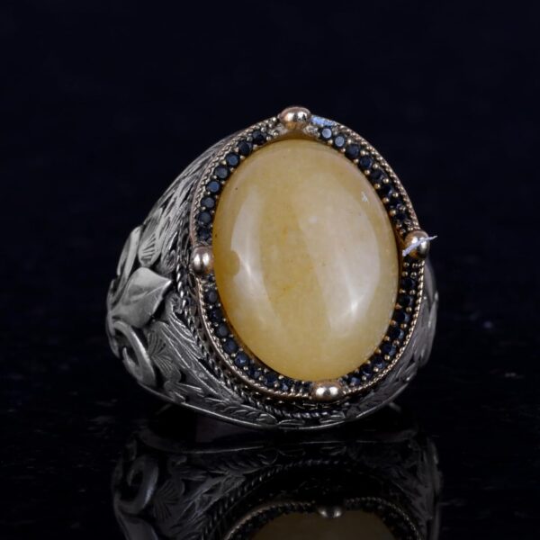 Kambo Handcrafted Men s Ring İn 925K Sterling Silver Availab 925 Sterling Silver Natural Agate Ring Handmade Turkey KAMBO - V