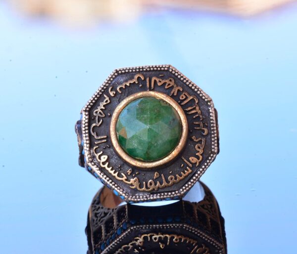 Real Natural Gemstone Ring 925 Sterling Silver Men s Islamic 925 Sterling Silver Natural Emerald Ring Handmade Turkey KAMBO -