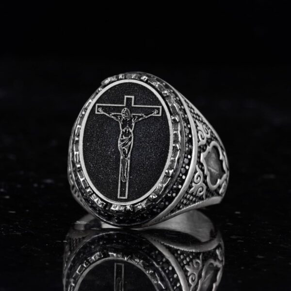 Kambo Sterling Silver Men s Ring With Crucifix Design Symbol 925 Sterling Silver Ring Handmade Turkey KAMBO - View 5