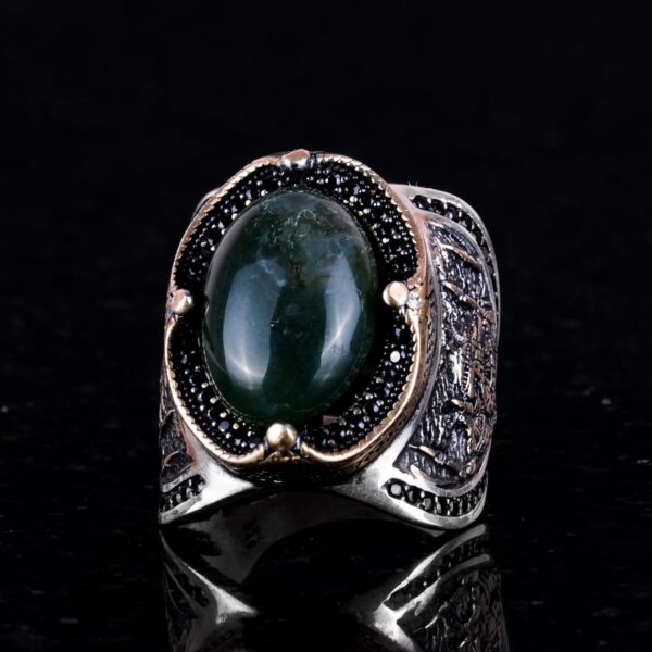 Kambo 925 Solid Sterling Silver Ring For Men Islamıc Silver 925 Sterling Silver Natural Agate Ring Handmade Turkey KAMBO - V