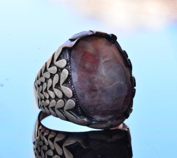 Kambo Handcrafted Ring With Natural Sapphire Gemstone Sterli 925 Sterling Silver Natural Sapphire Ring Handmade Turkey KAMBO