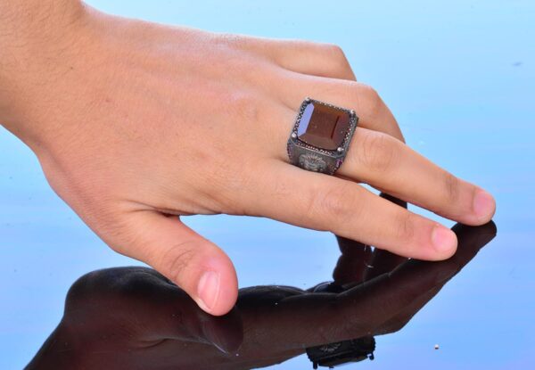 Falcon Jewelry Men s Sterling Silver Rings Tiger Eye Lapis L 925 Sterling Silver Natural Garnet Ring Handmade Turkey KAMBO -