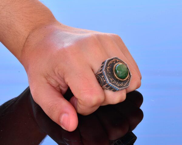 Real Natural Gemstone Ring 925 Sterling Silver Men s Islamic 925 Sterling Silver Natural Emerald Ring Handmade Turkey KAMBO -