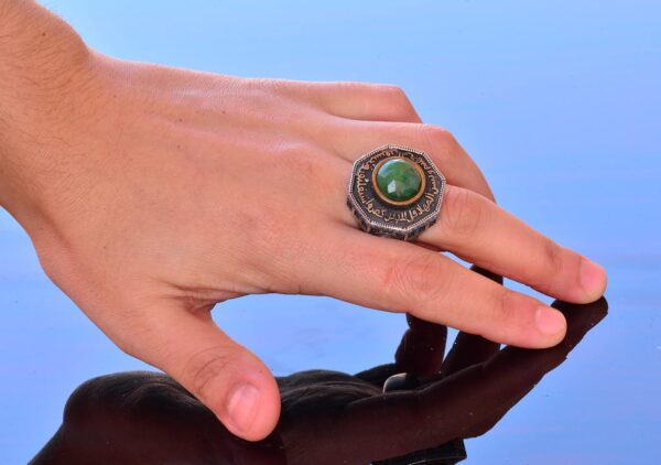 Real Natural Gemstone Ring 925 Sterling Silver Men s Islamic 925 Sterling Silver Natural Emerald Ring Handmade Turkey KAMBO -