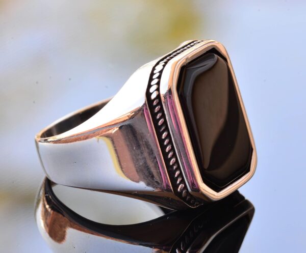 Men s Created Onyx Gemstone Ring 925 Sterling Silver Handcra 925 Sterling Silver Natural Onyx Ring Handmade Turkey KAMBO - Vi