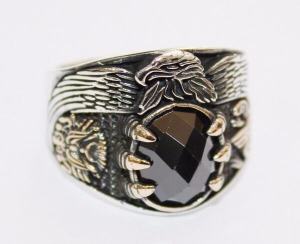 Falcon Jewelry Sterling Silver Men s Ring With Onyx Stone Do 925 Sterling Silver Natural Onyx Ring Handmade Turkey KAMBO - Vi