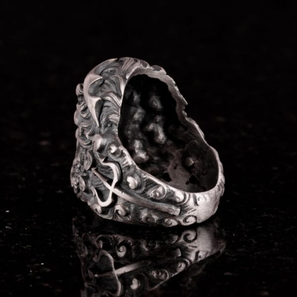 Kambo Roman God Neptune Ring Trident Engraved Greek Mytholog 925 Sterling Silver Ring Handmade Turkey KAMBO - View 6