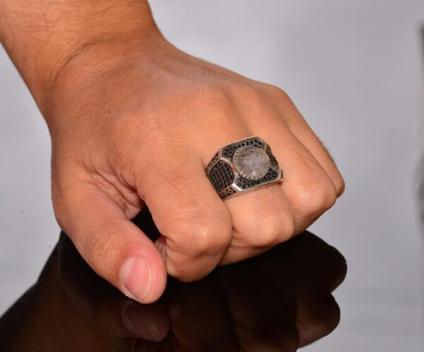 Genuine Natural Rutile Quartz Gemstone Ring 3 90 Carat Sterl 925 Sterling Silver Ring Handmade Turkey KAMBO - View 7