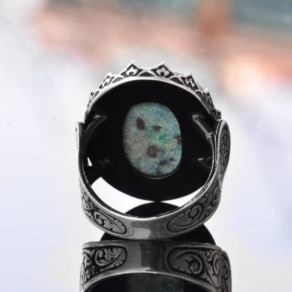 Kambo Natural Turquoise Gemstone Ring Large Men s Ring 925 S 925 Sterling Silver Natural Turquoise Ring Handmade Turkey KAMBO