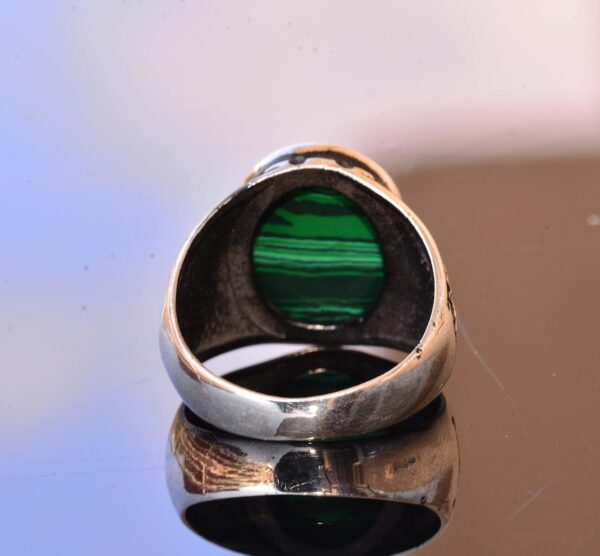 Men s Islamic Ring Sterling Silver Ring With Natural Malachi 925 Sterling Silver Ring Handmade Turkey KAMBO - View 8
