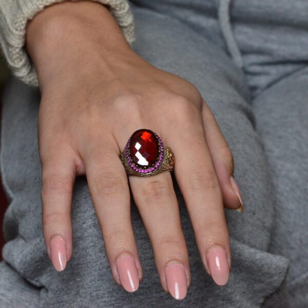Kambo Men s Created Garnet Gemstone Ring 925 Sterling Silver 925 Sterling Silver Natural Garnet Ring Handmade Turkey KAMBO -