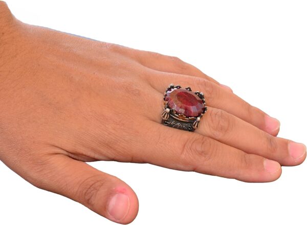 Genuine Real Natural Ruby Gemstone Ring 17 90 Carat Mosque R 925 Sterling Silver Natural Ruby Ring Handmade Turkey KAMBO - Vi