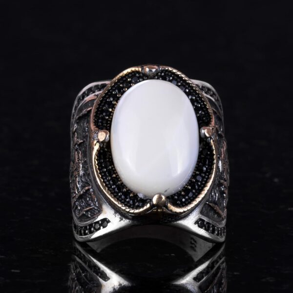 Kambo Natural Arabic Cabochon Pearl Gemstone Ring 925 Solid 925 Sterling Silver Natural Pearl Ring Handmade Turkey KAMBO - V