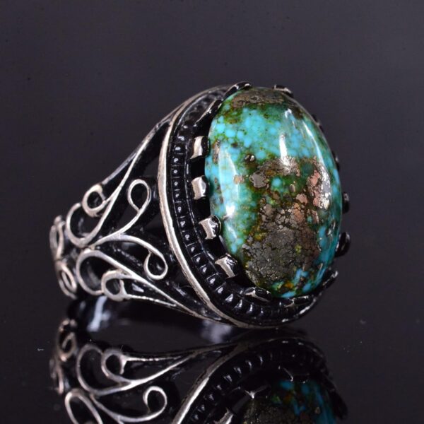 Falcon Jewelry Real Arizona Turquoise Gemstone Ring Sterling 925 Sterling Silver Natural Turquoise Ring Handmade Turkey KAMBO