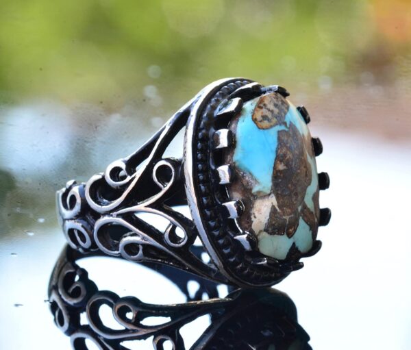 Kambo Real Natural Arizona Turquoise Gemstone 925 Sterling S 925 Sterling Silver Natural Turquoise Ring Handmade Turkey KAMBO