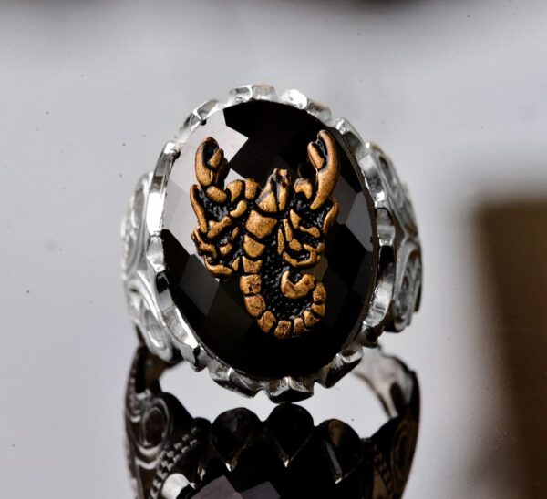 Handcrafted 925 Sterling Silver Men s Ring With Obsidian Sto 925 Sterling Silver Ring Handmade Turkey KAMBO - View 2