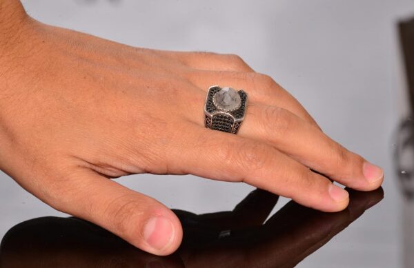 Genuine Natural Rutile Quartz Gemstone Ring 3 90 Carat Sterl 925 Sterling Silver Ring Handmade Turkey KAMBO - View 6