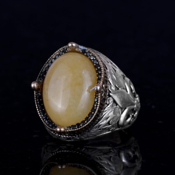 Kambo Handcrafted Men s Ring İn 925K Sterling Silver Availab 925 Sterling Silver Natural Agate Ring Handmade Turkey KAMBO - V