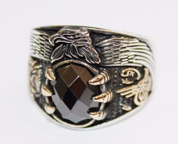 Falcon Jewelry Sterling Silver Men s Ring With Onyx Stone Do 925 Sterling Silver Natural Onyx Ring Handmade Turkey KAMBO - Vi