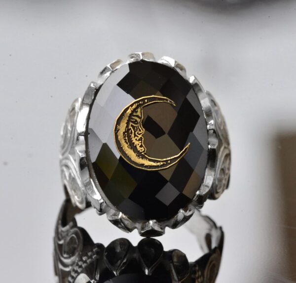 Handcrafted 925 Sterling Silver Men s Ring With Obsidian Sto 925 Sterling Silver Ring Handmade Turkey KAMBO - View 2