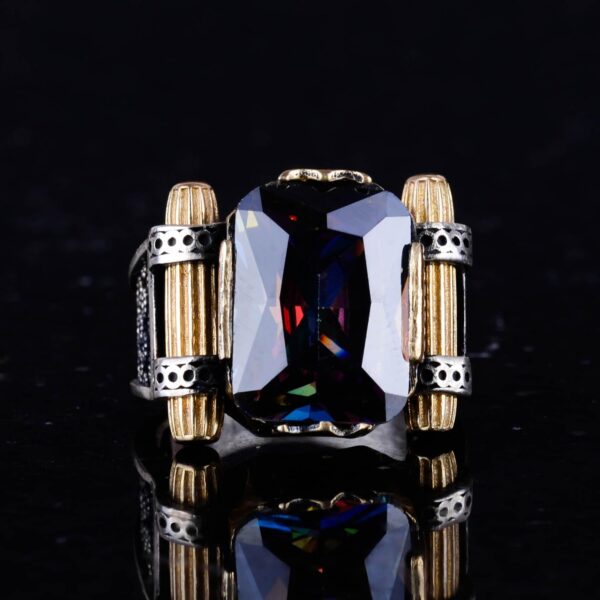 Kambo Created Mystic Topaz Stone Ring 925K Sterling Silver R 925 Sterling Silver Natural Topaz Ring Handmade Turkey KAMBO - V