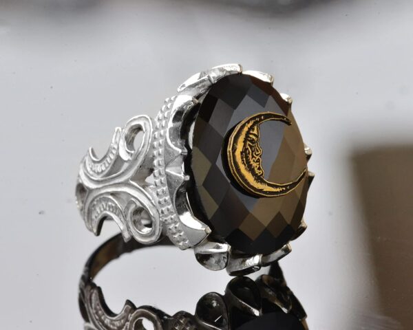 Handcrafted 925 Sterling Silver Men s Ring With Obsidian Sto 925 Sterling Silver Ring Handmade Turkey KAMBO - View 3