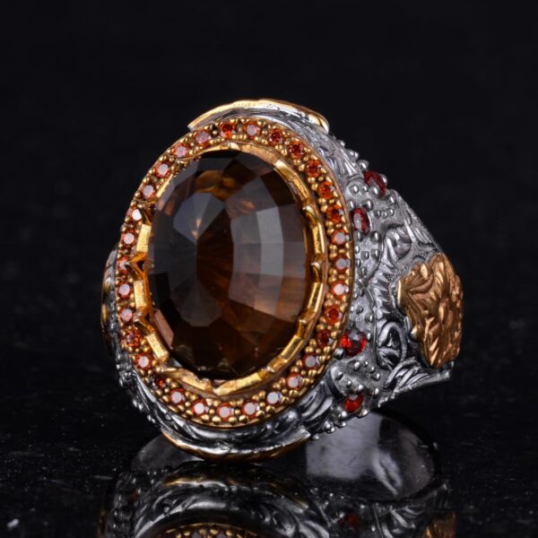 Created Stone Ring Unique Sultan Ring 925 Sterling Silver Ri 925 Sterling Silver Natural Topaz Ring Handmade Turkey KAMBO - V