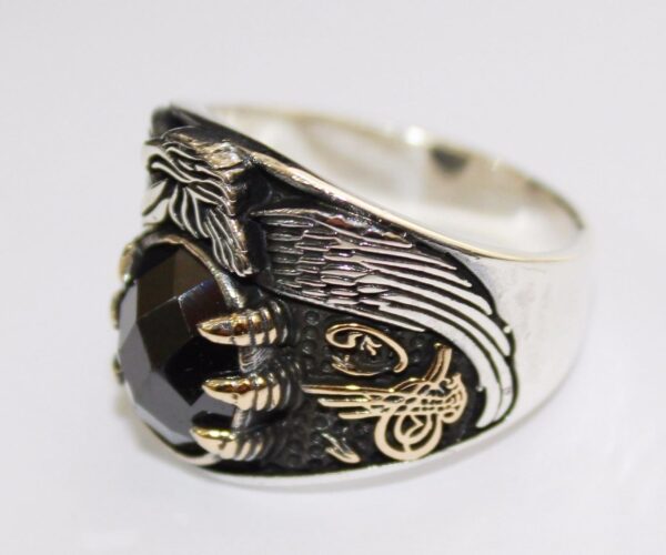 Falcon Jewelry Sterling Silver Men s Ring With Onyx Stone Do 925 Sterling Silver Natural Onyx Ring Handmade Turkey KAMBO - Vi