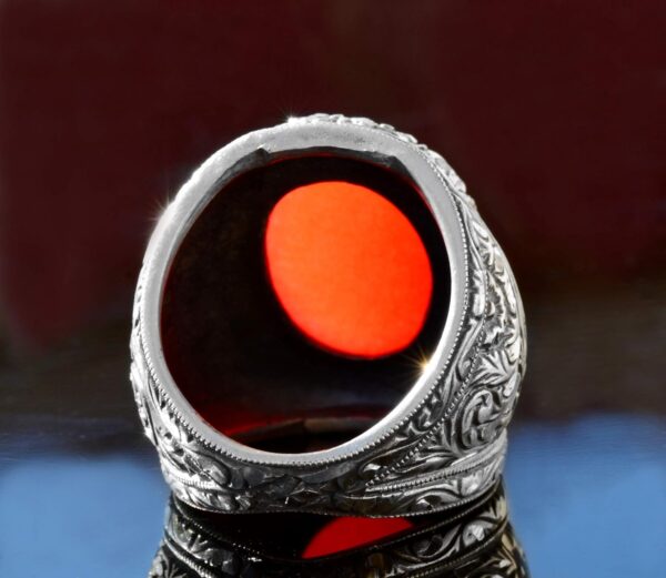 Sterling Silver Mens Ring Natural Agate Gemstone Steel Pen C 925 Sterling Silver Natural Agate Ring Handmade Turkey KAMBO - V