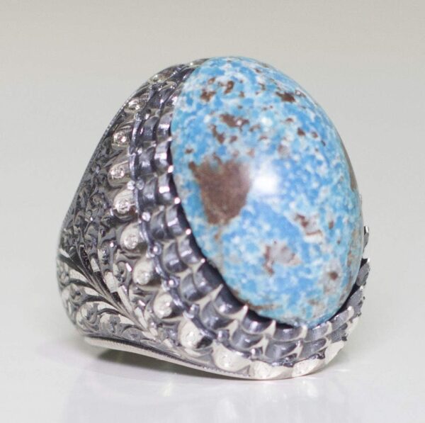 Falcon Jewelry Solid 925 Sterling Silver Men s Ring Natural 925 Sterling Silver Natural Turquoise Ring Handmade Turkey KAMBO