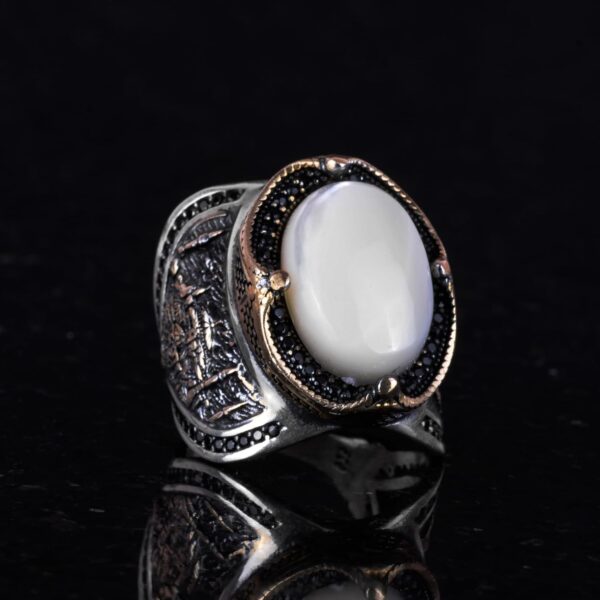 Kambo Natural Arabic Cabochon Pearl Gemstone Ring 925 Solid 925 Sterling Silver Natural Pearl Ring Handmade Turkey KAMBO - V