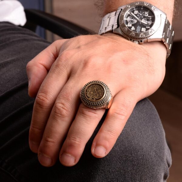 Kambo 925 Sterling Silver Men s Ring With Kalima İ Tawhid Ar 925 Sterling Silver Ring Handmade Turkey KAMBO - View 2