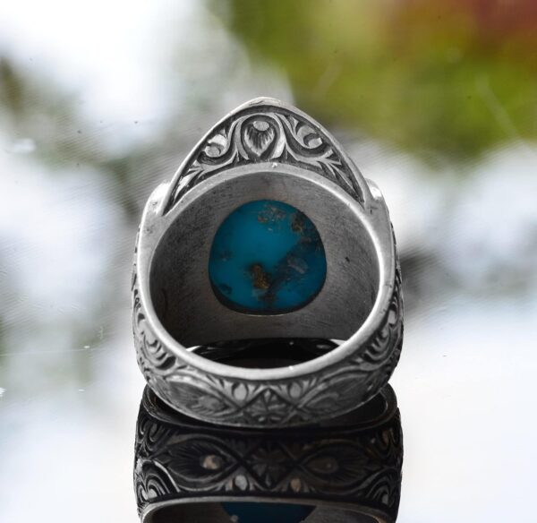 Falcon Jewelry Real Natural Arizona Turquoise Gemstone Ring 925 Sterling Silver Natural Turquoise Ring Handmade Turkey KAMBO