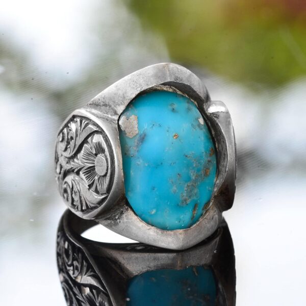 Falcon Jewelry Real Natural Arizona Turquoise Gemstone Ring 925 Sterling Silver Natural Turquoise Ring Handmade Turkey KAMBO