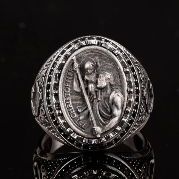 Kambo 925 Sterling Silver Men s Saint Christopher Ring Bold 925 Sterling Silver Ring Handmade Turkey KAMBO - View 5