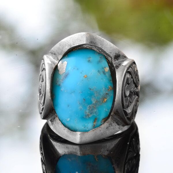 Falcon Jewelry Real Natural Arizona Turquoise Gemstone Ring 925 Sterling Silver Natural Turquoise Ring Handmade Turkey KAMBO