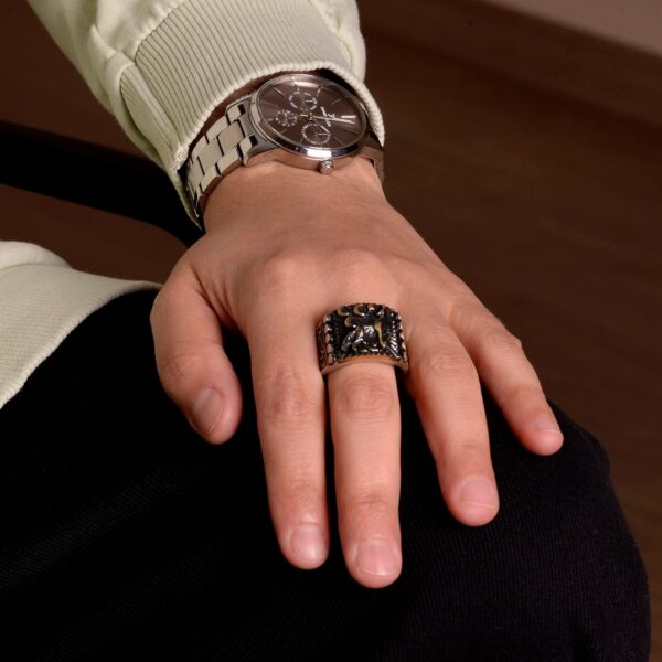 Men s Sterling Silver Wolf Ring Wildlife Inspired Wolf Silve 925 Sterling Silver Ring Handmade Turkey KAMBO - View 6