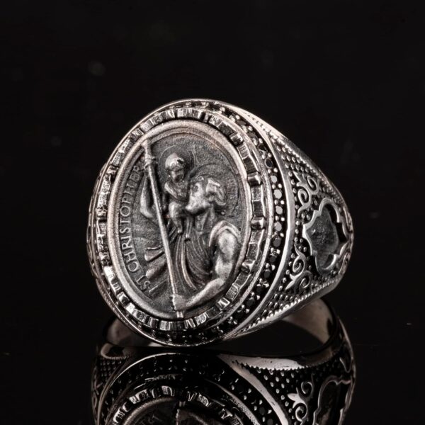 Kambo 925 Sterling Silver Men s Saint Christopher Ring Bold 925 Sterling Silver Ring Handmade Turkey KAMBO - View 4