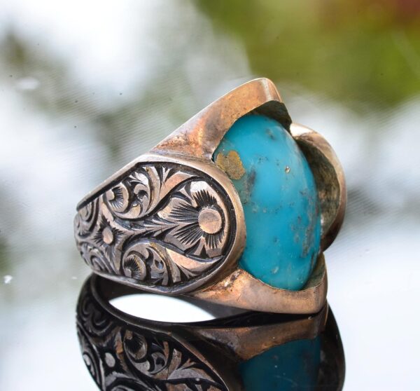 Falcon Jewelry Real Natural Arizona Turquoise Gemstone Ring 925 Sterling Silver Natural Turquoise Ring Handmade Turkey KAMBO