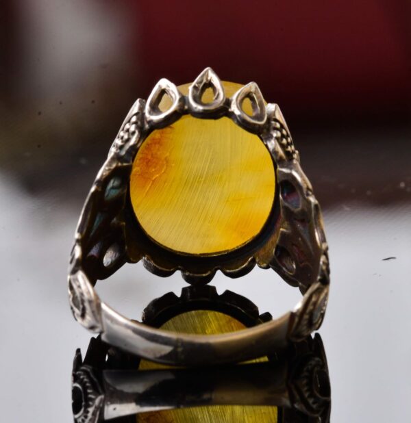 Falcon Jewelry Natural Honey Amber Gemstone 925 Sterling Sil 925 Sterling Silver Natural Amber Ring Handmade Turkey KAMBO - V