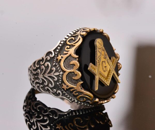 Natural Obsidian Gemstone Ring 925 Sterling Silver Ring Sign 925 Sterling Silver Ring Handmade Turkey KAMBO - View 4