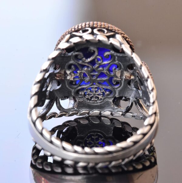 Falcon Jewelry Sophisticated Snake Embellished 925K Sterling 925 Sterling Silver Natural Sapphire Ring Handmade Turkey KAMBO