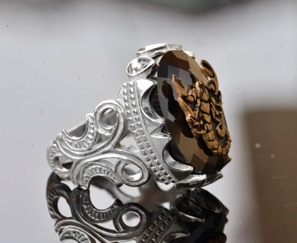 Handcrafted 925 Sterling Silver Men s Ring With Obsidian Sto 925 Sterling Silver Ring Handmade Turkey KAMBO - View 4