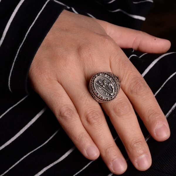 Kambo 925 Sterling Silver Men s Saint Christopher Ring Bold 925 Sterling Silver Ring Handmade Turkey KAMBO - View 6
