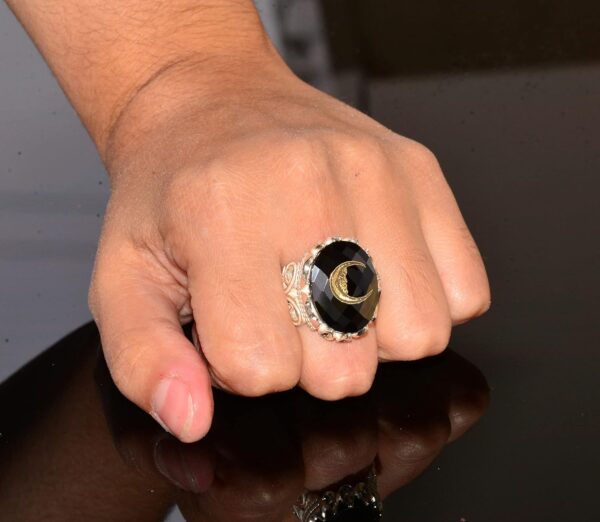 Handcrafted 925 Sterling Silver Men s Ring With Obsidian Sto 925 Sterling Silver Ring Handmade Turkey KAMBO - View 7