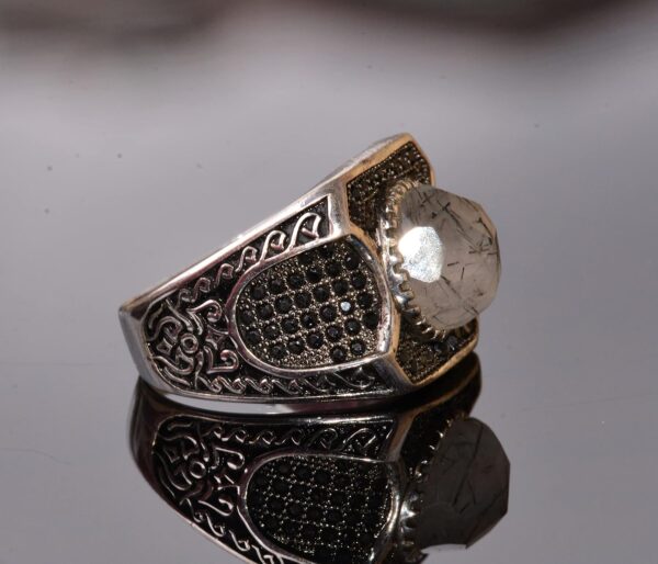 Genuine Natural Rutile Quartz Gemstone Ring 3 90 Carat Sterl 925 Sterling Silver Ring Handmade Turkey KAMBO - View 4