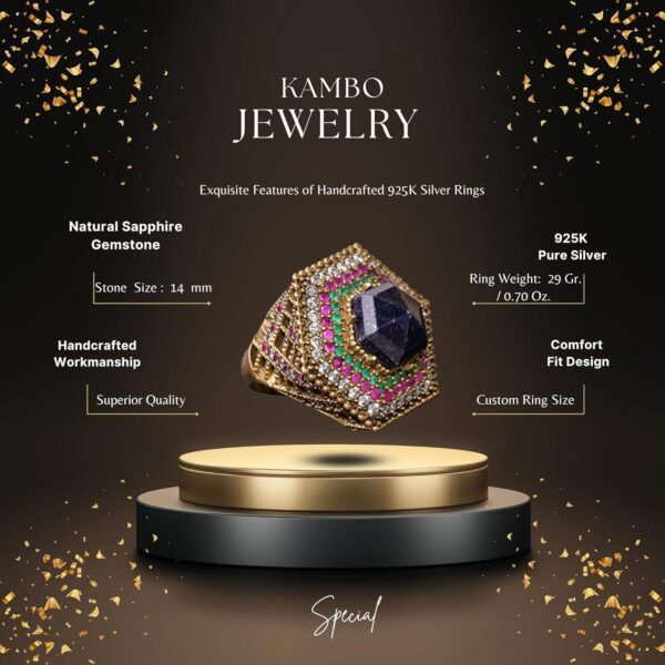 Falcon Jewelry Real Natural Sapphire Gemstone Ring 12 35 Car 925 Sterling Silver Natural Sapphire Ring Handmade Turkey KAMBO