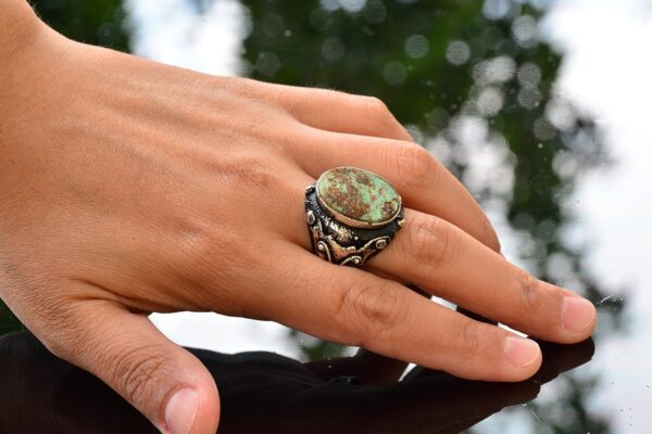 Kambo Genuine Natural Arizona Turquoise Gemstone Ring Handma 925 Sterling Silver Natural Turquoise Ring Handmade Turkey KAMBO
