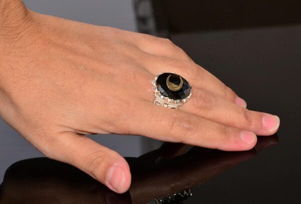 Handcrafted 925 Sterling Silver Men s Ring With Obsidian Sto 925 Sterling Silver Ring Handmade Turkey KAMBO - View 6